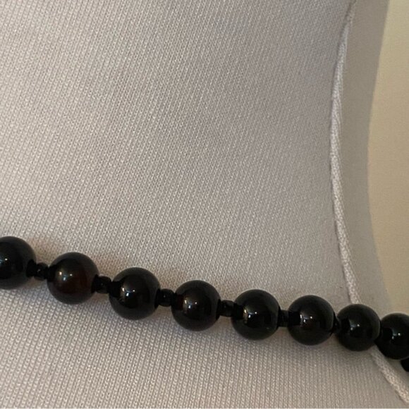 NECKLACE JET BLACK BEADS 925 STERLING SILVER CLASP 17” CHOKER - Picture 6 of 11
